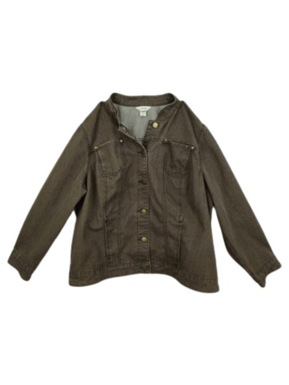 CJ Banks Brown Stretch Denim Utility Jacket 2X